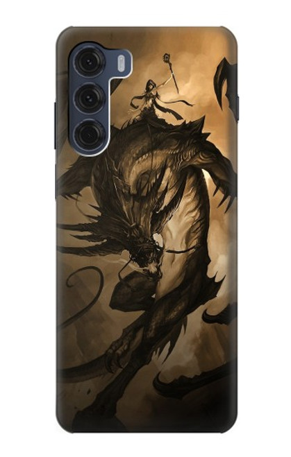 W0388 Dragon Rider Hard Case and Leather Flip Case For Motorola Moto G200 5G