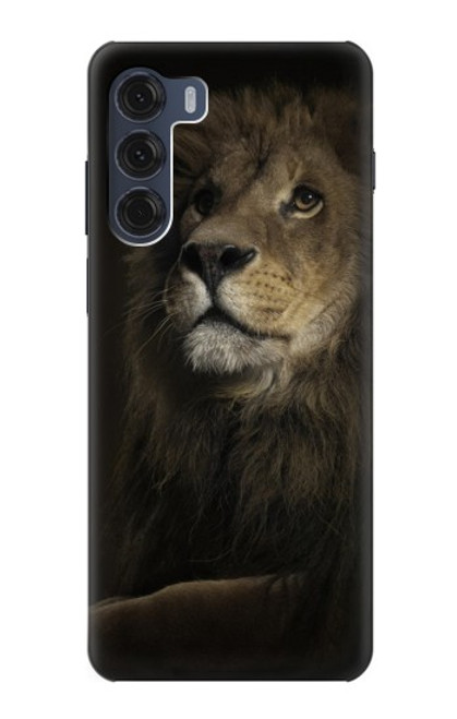 W0472 Lion Hard Case and Leather Flip Case For Motorola Moto G200 5G