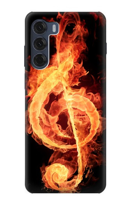 W0493 Music Note Burn Hard Case and Leather Flip Case For Motorola Moto G200 5G