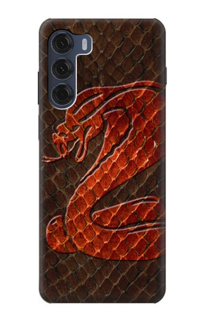 W0663 Cobra Snake Skin Hard Case and Leather Flip Case For Motorola Moto G200 5G