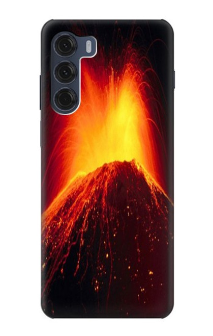 W0745 Volcano Lava Hard Case and Leather Flip Case For Motorola Moto G200 5G