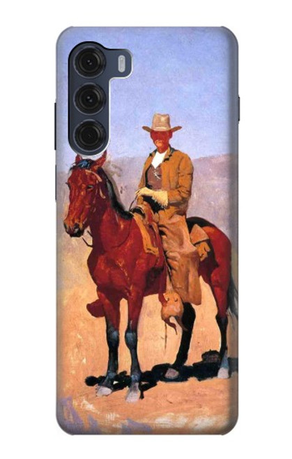 W0772 Cowboy Western Hard Case and Leather Flip Case For Motorola Moto G200 5G