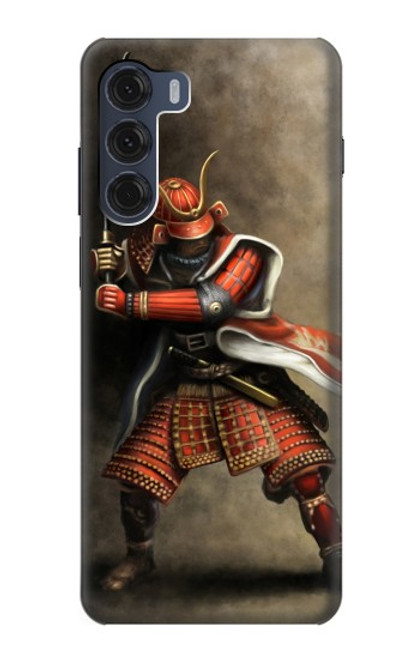 W0796 Japan Red Samurai Hard Case and Leather Flip Case For Motorola Moto G200 5G