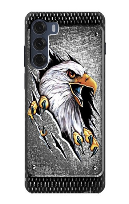 W0855 Eagle Metal Hard Case and Leather Flip Case For Motorola Moto G200 5G