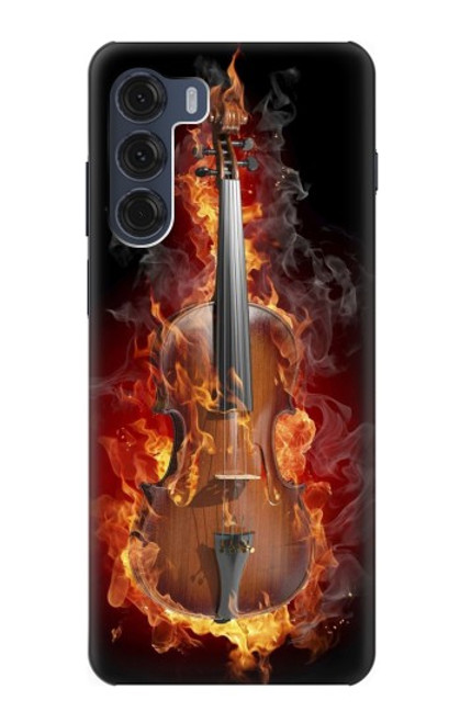 W0864 Fire Violin Hard Case and Leather Flip Case For Motorola Moto G200 5G