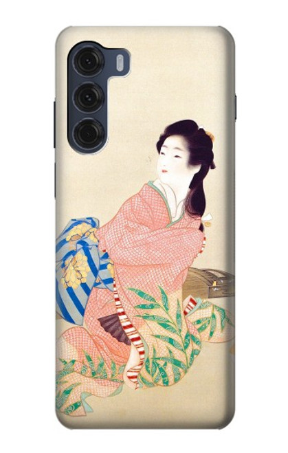 W0889 Japan Art Kimono Hard Case and Leather Flip Case For Motorola Moto G200 5G