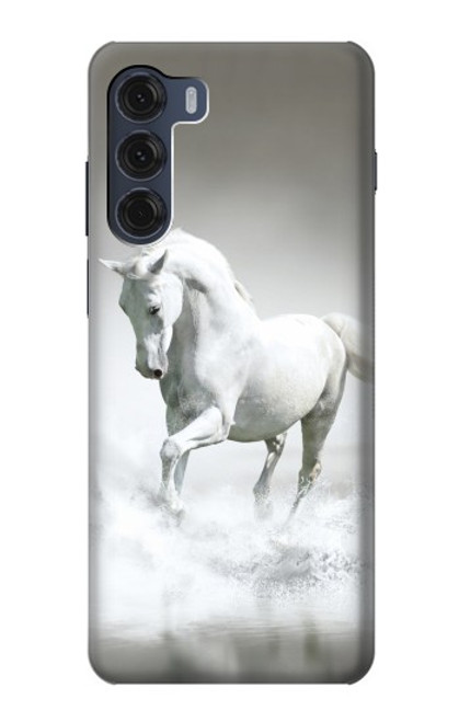 W0932 White Horse Hard Case and Leather Flip Case For Motorola Moto G200 5G