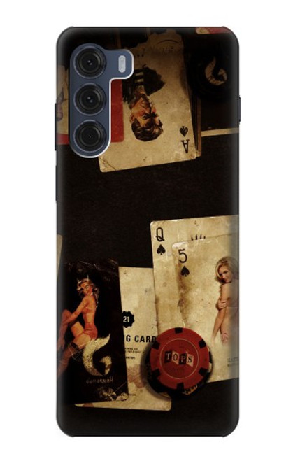 W1069 Old Vintage Sexy Poker Hard Case and Leather Flip Case For Motorola Moto G200 5G