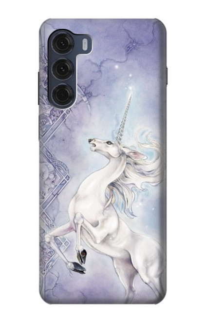 W1134 White Horse Unicorn Hard Case and Leather Flip Case For Motorola Moto G200 5G