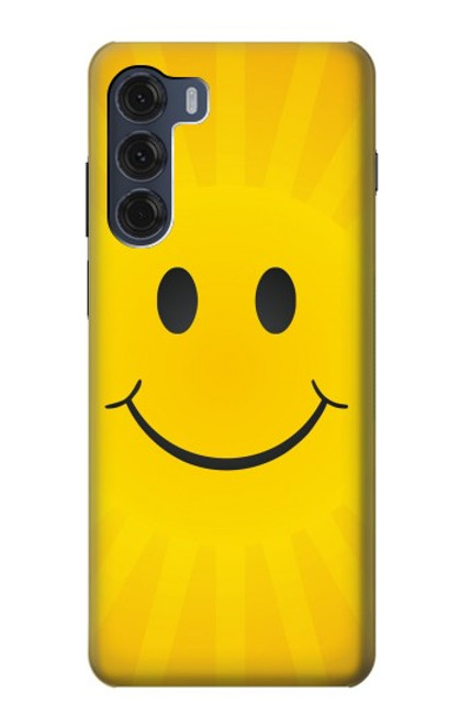 W1146 Yellow Sun Smile Hard Case and Leather Flip Case For Motorola Moto G200 5G