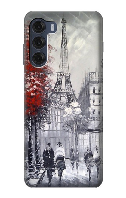 W1295 Eiffel Painting of Paris Hard Case and Leather Flip Case For Motorola Moto G200 5G