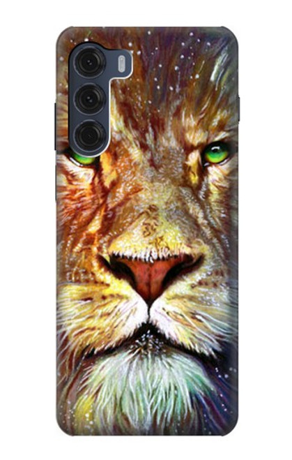 W1354 Lion Hard Case and Leather Flip Case For Motorola Moto G200 5G