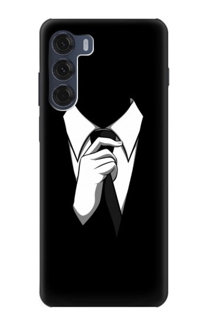 W1591 Anonymous Man in Black Suit Hard Case and Leather Flip Case For Motorola Moto G200 5G