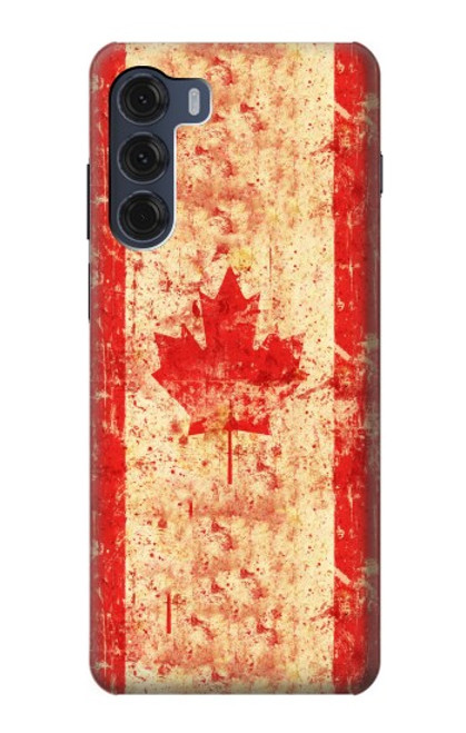 W1603 Canada Flag Old Vintage Hard Case and Leather Flip Case For Motorola Moto G200 5G