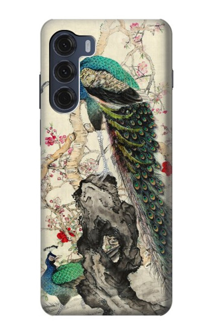 W2086 Peacock Painting Hard Case and Leather Flip Case For Motorola Moto G200 5G