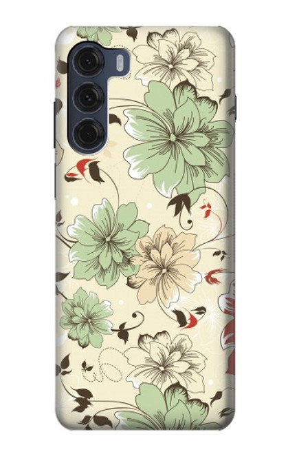 W2179 Flower Floral Vintage Art Pattern Hard Case and Leather Flip Case For Motorola Moto G200 5G