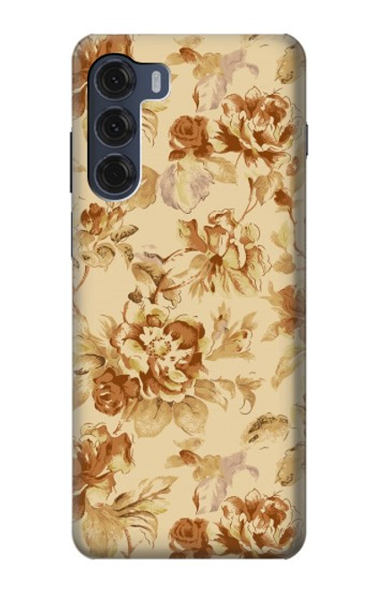 W2180 Flower Floral Vintage Pattern Hard Case and Leather Flip Case For Motorola Moto G200 5G