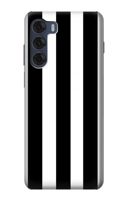 W2297 Black and White Vertical Stripes Hard Case and Leather Flip Case For Motorola Moto G200 5G