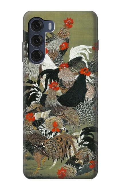 W2699 Ito Jakuchu Rooster Hard Case and Leather Flip Case For Motorola Moto G200 5G