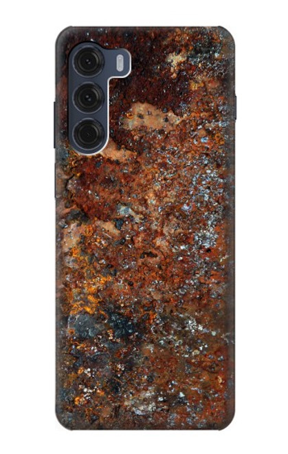 W2714 Rust Steel Texture Graphic Printed Hard Case and Leather Flip Case For Motorola Moto G200 5G