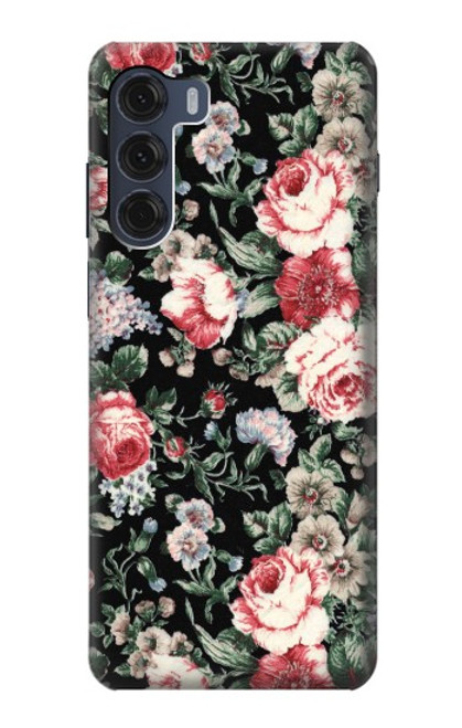 W2727 Vintage Rose Pattern Hard Case and Leather Flip Case For Motorola Moto G200 5G