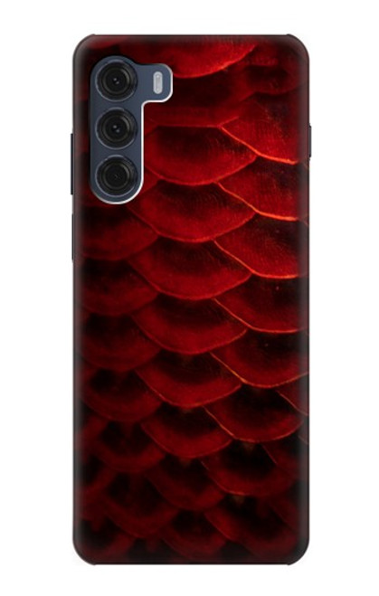 W2879 Red Arowana Fish Scale Hard Case and Leather Flip Case For Motorola Moto G200 5G