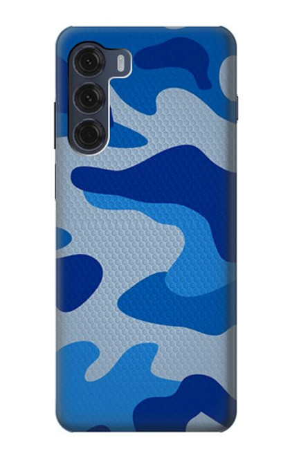 W2958 Army Blue Camo Camouflage Hard Case and Leather Flip Case For Motorola Moto G200 5G