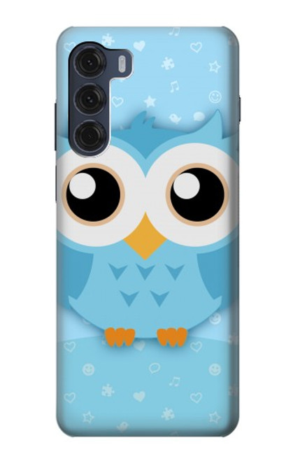 W3029 Cute Blue Owl Hard Case and Leather Flip Case For Motorola Moto G200 5G