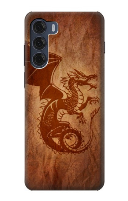 W3086 Red Dragon Tattoo Hard Case and Leather Flip Case For Motorola Moto G200 5G