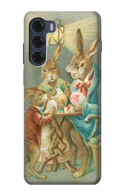 W3164 Easter Rabbit Family Hard Case and Leather Flip Case For Motorola Moto G200 5G