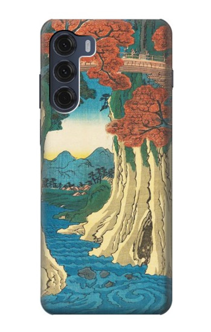 W3348 Utagawa Hiroshige The Monkey Bridge Hard Case and Leather Flip Case For Motorola Moto G200 5G