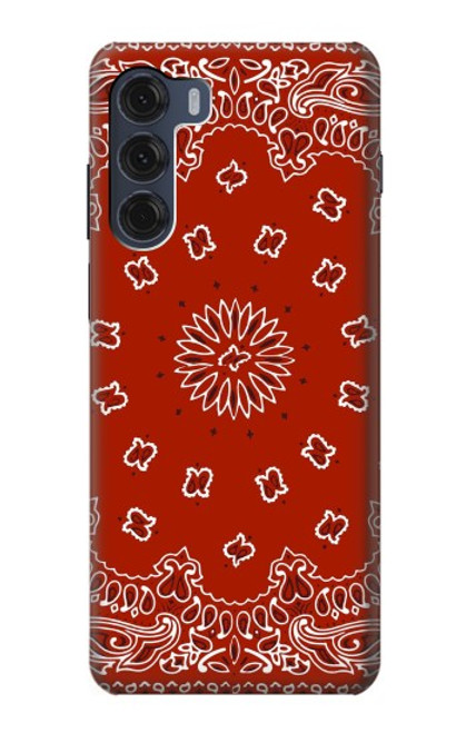 W3355 Bandana Red Pattern Hard Case and Leather Flip Case For Motorola Moto G200 5G