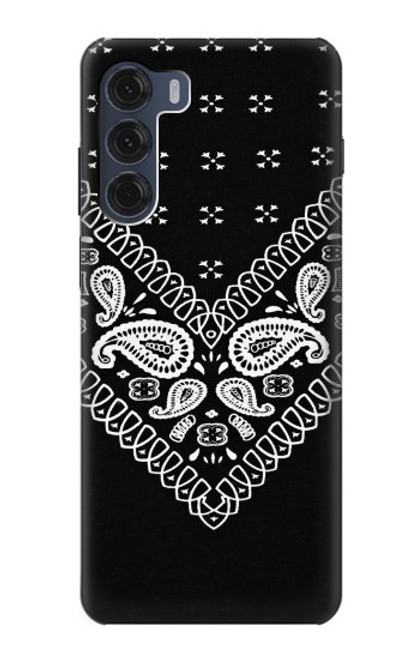 W3363 Bandana Black Pattern Hard Case and Leather Flip Case For Motorola Moto G200 5G