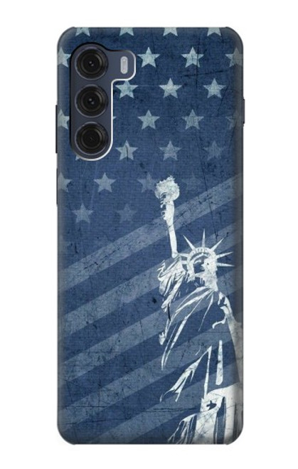 W3450 US Flag Liberty Statue Hard Case and Leather Flip Case For Motorola Moto G200 5G