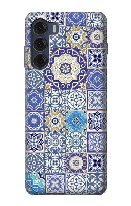 W3537 Moroccan Mosaic Pattern Hard Case and Leather Flip Case For Motorola Moto G200 5G