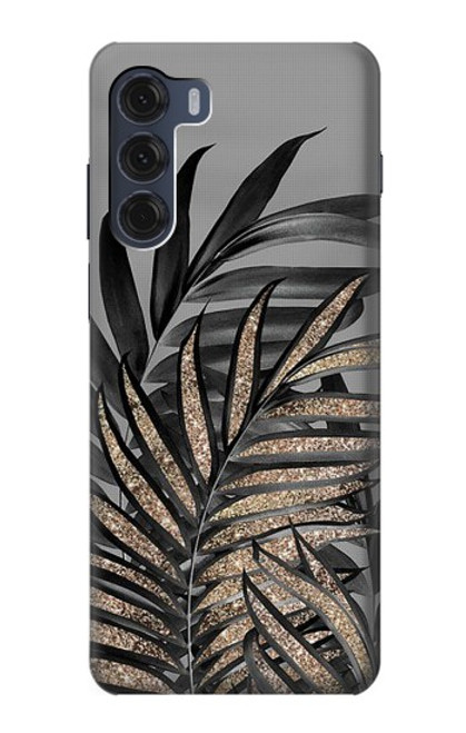 W3692 Gray Black Palm Leaves Hard Case and Leather Flip Case For Motorola Moto G200 5G