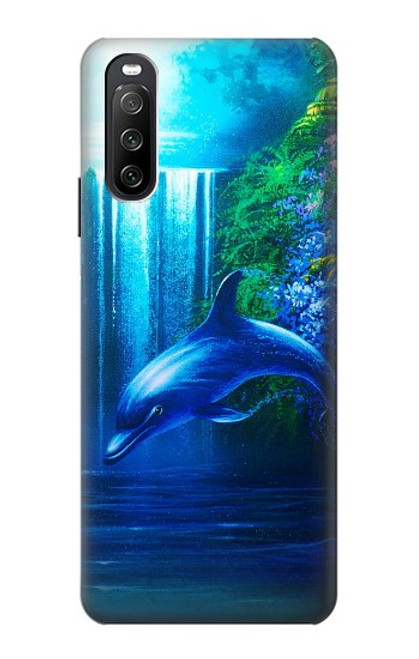 W0385 Dolphin Hard Case and Leather Flip Case For Sony Xperia 10 III Lite