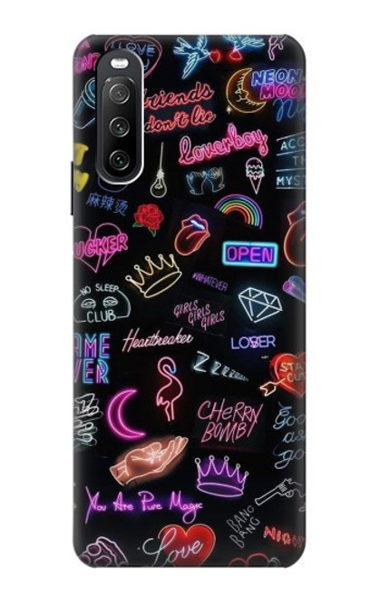 W3433 Vintage Neon Graphic Hard Case and Leather Flip Case For Sony Xperia 10 III Lite