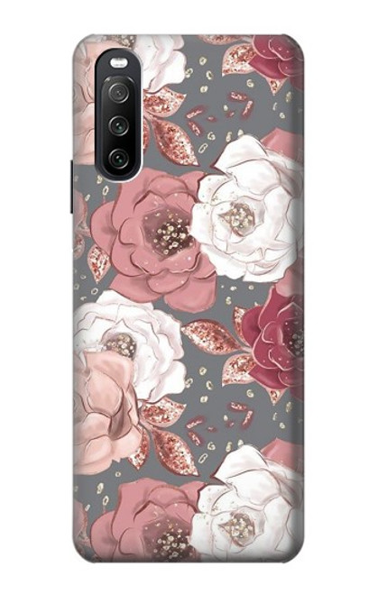 W3716 Rose Floral Pattern Hard Case and Leather Flip Case For Sony Xperia 10 III Lite