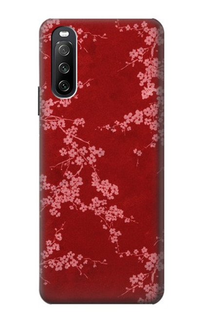 W3817 Red Floral Cherry blossom Pattern Hard Case and Leather Flip Case For Sony Xperia 10 III Lite