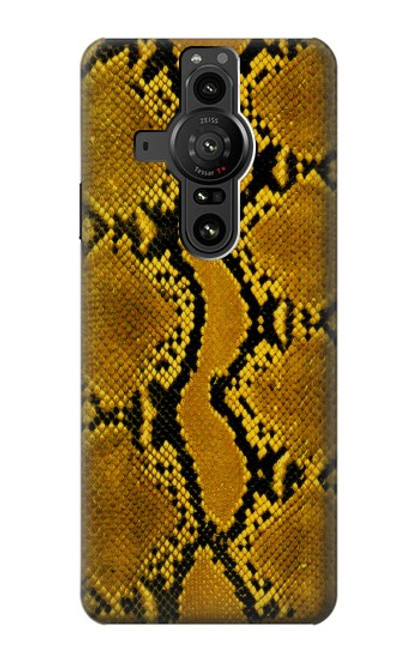 W3365 Yellow Python Skin Graphic Print Hard Case and Leather Flip Case For Sony Xperia Pro-I