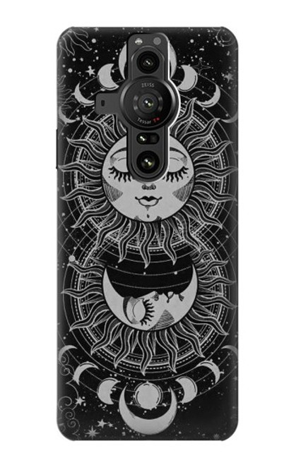 W3854 Mystical Sun Face Crescent Moon Hard Case and Leather Flip Case For Sony Xperia Pro-I