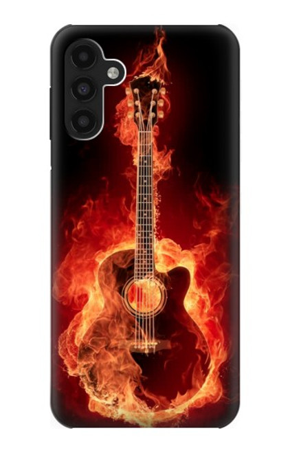 W0415 Fire Guitar Burn Hard Case and Leather Flip Case For Samsung Galaxy A13 4G