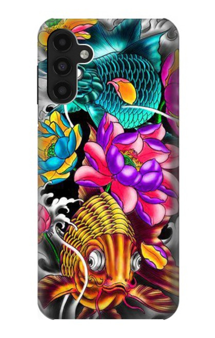 W1630 Fish Japanese Oriental Tattoo Hard Case and Leather Flip Case For Samsung Galaxy A13 4G