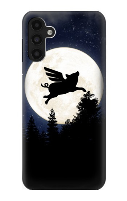 W3289 Flying Pig Full Moon Night Hard Case and Leather Flip Case For Samsung Galaxy A13 4G