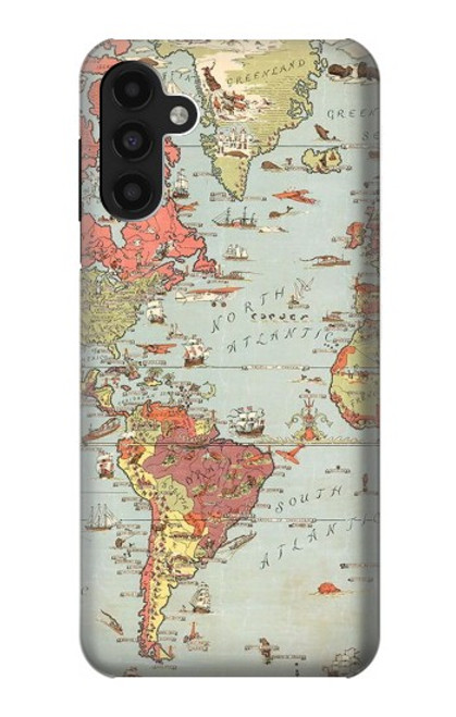 W3418 Vintage World Map Hard Case and Leather Flip Case For Samsung Galaxy A13 4G