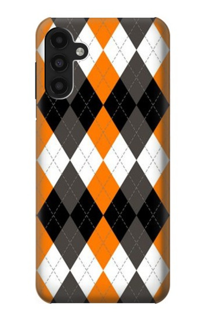 W3421 Black Orange White Argyle Plaid Hard Case and Leather Flip Case For Samsung Galaxy A13 4G