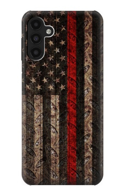 W3804 Fire Fighter Metal Red Line Flag Graphic Hard Case and Leather Flip Case For Samsung Galaxy A13 4G