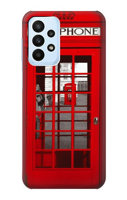 W0058 British Red Telephone Box Hard Case and Leather Flip Case For Samsung Galaxy A23