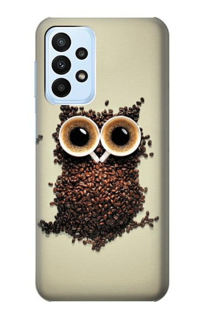 W0360 Coffee Owl Hard Case and Leather Flip Case For Samsung Galaxy A23